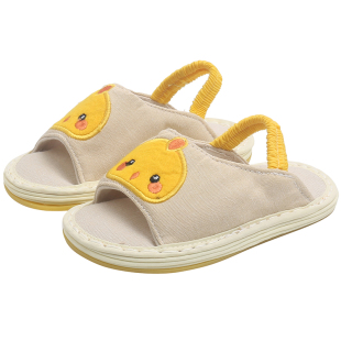 春秋儿童棉布拖鞋亚麻透气男女童防滑软底家居鞋宝宝四季轻便拖鞋