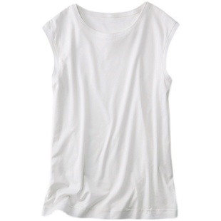 新女性时装 百搭女士宽松无袖圆领纯棉t恤 粉色外穿中长款背心女