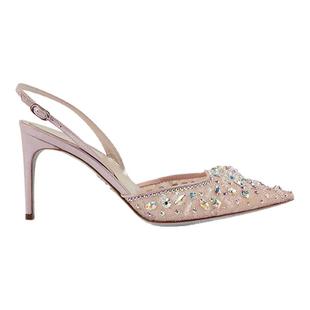 【折扣倒计时】RENE CAOVILLA CINDERELLA系列粉色水钻尖头高跟鞋