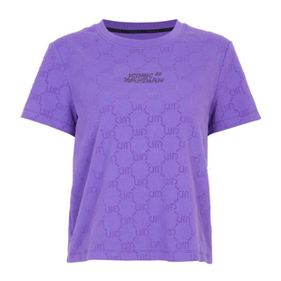 婉甸2025夏季新品帝国紫WD字母短袖T恤圆领镶钻短袖1242T06SX1