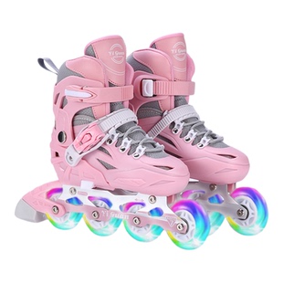 颐冠女童初学者滑轮溜冰鞋专业轮滑鞋6到12岁直排轮可调节轮滑鞋