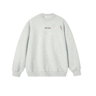 悟空有货秋季复古简约刺绣圆领卫衣男潮牌bf慵懒风情侣休闲打底衫