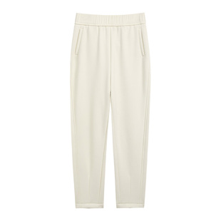 加绒加厚休闲卫裤女冬季高腰显瘦米白色哈伦裤宽松九分小脚萝卜裤