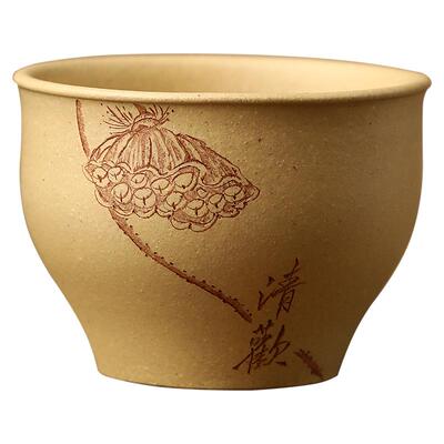 名家全手工本山绿泥紫砂杯品茗杯