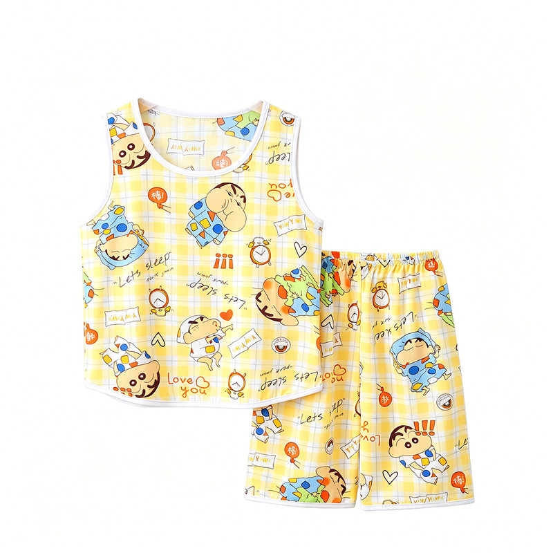 夏季儿童棉绸空调房家居服套装