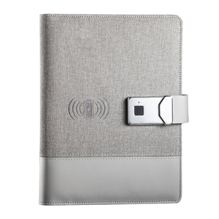 充电笔记本指纹解锁带U盘无线充电宝定制多功能智能电子密码锁活页记事本本子公司商务办公礼盒套装可印LOGO