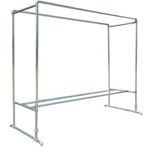 镀锌钢管晾衣架落地水管双杆加轮式加厚阳台室内外防风杆晒被架子