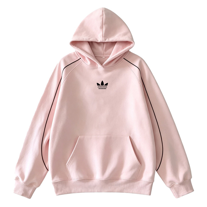 Jennie同款粉色连帽加绒厚款卫衣