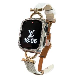 小香高级感蝴蝶扣表带适用iwatch789代SES10S11苹果手表带百搭女