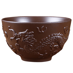 紫砂杯双龙茶碗主人杯男士单杯功夫茶具大号茶杯套装陶瓷小杯子