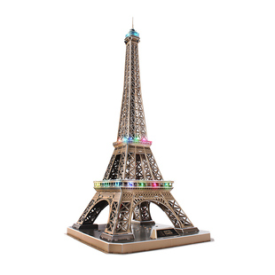 乐立方埃菲尔铁塔巴黎居家摆件模型拼装礼物玩具LED灯3D立体拼图
