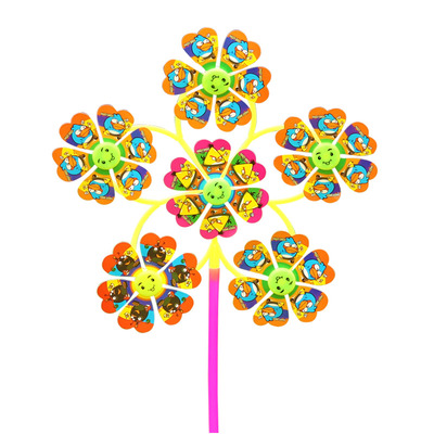 六轮卡通风车儿童玩具七彩笑脸