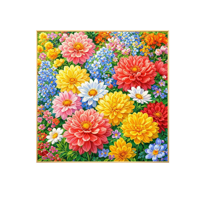 百花争艳钻石画方钻满点钻十字绣