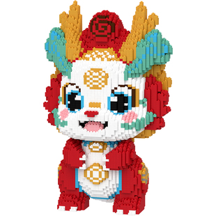 2025新款积木中国龙小颗粒益智拼装玩具成人版福龙拼图8-12岁礼物