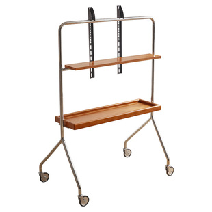 家逸实木可移动电视支架小户型客厅电视柜中古风落地电视机架推车