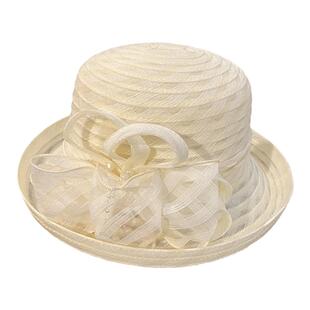 法式名媛风白色礼帽女夏季度假防晒太阳帽蕾丝网纱蝴蝶结渔夫帽子