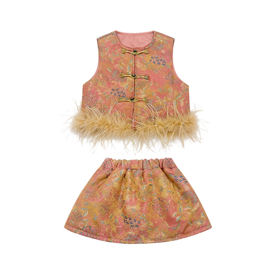 女童新中式马甲套装2025新款秋冬