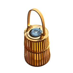 太阳能充电手提灯新中式竹编台灯庭院户外阳台竹制风灯挂灯可调光