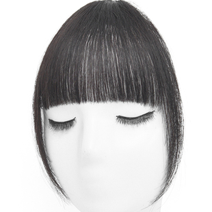 漫画刘海假发女自然前额全真发网红圆脸无痕厚齐刘海假发片假流海