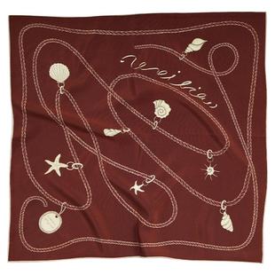 Weiliao 贝壳小方巾真丝丝巾春天桑蚕丝红蓝系脖复古高级感围脖