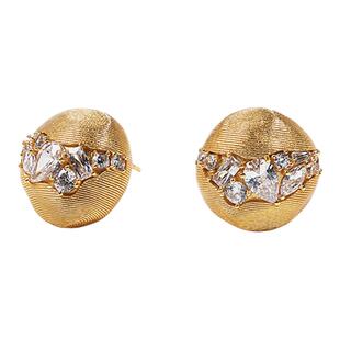 薇拉蒂S925纯银耳钉圆球形拉丝耳环小众轻奢气质耳饰女高级感耳坠