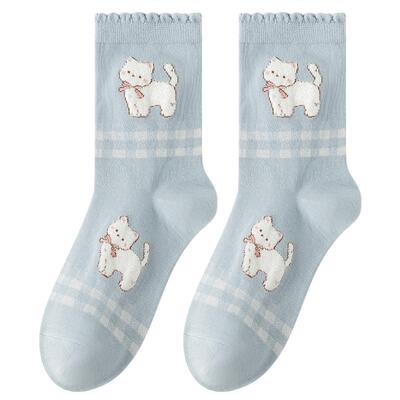 caramella女袜秋冬新款女士中筒袜礼盒装棉袜少女可爱卡通袜子女