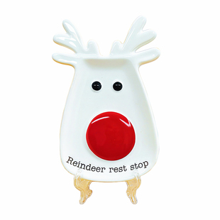 轩艺家居 mud圣诞麋鹿造型大小盘子 圣诞节装饰盘 驯鹿派对盘子