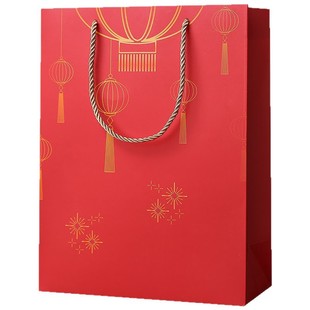 2026新年礼品袋国风红色加厚大号礼物手提袋马年春节送礼节日生日硬纸袋子礼盒伴手礼包装袋服装袋化妆品袋