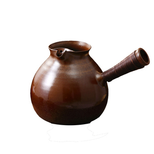 明德园侧把柴烧釉红泥古法围炉煮茶器壶全手工红淘文创家用电陶炉