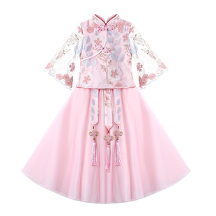 女童早秋装汉服儿童装公主裙子连衣裙2025新款春秋款长裙秋季套装