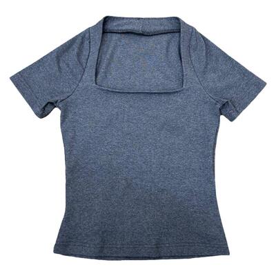 短袖T恤女大码纯棉法式半袖方领