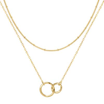 FETTERO原创双层双圈吊坠项链女