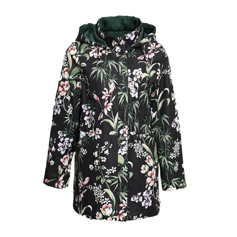 国风印花防风棉服外套女春秋