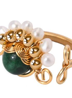 绿色刀马旦网红原创设计风戒指