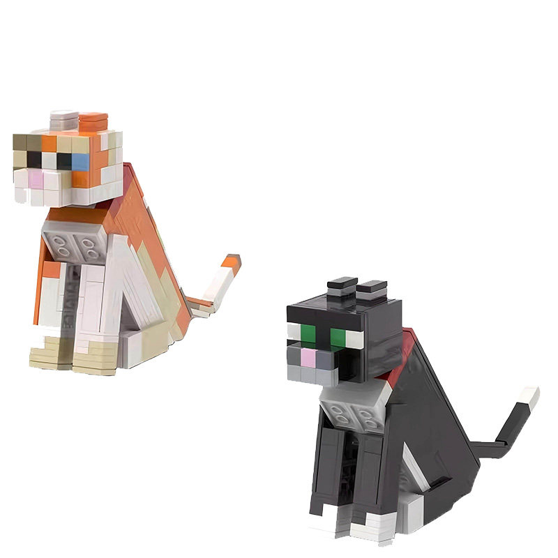 MOC我的世界猫小颗粒积木