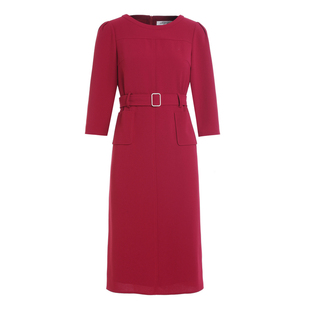 2026新款春秋正式场合红色连衣裙女高端小个子简约气质修身长裙