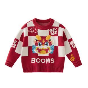 清仓【59.9元任选】女童新年冬装男童红色儿童冬季厚童装宝宝衣服