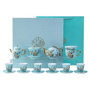 新款国瓷夫人瓷西湖蓝茶具茶壶套装陶瓷高档轻奢礼盒送礼甄选潮式