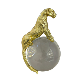 如是金属摆件水晶球金属豹私宅客厅玄关书桌摆件礼物礼品