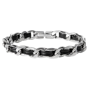 钛钢皮质手链男潮流高级感个性小众设计手饰高档手环古巴手腕配饰