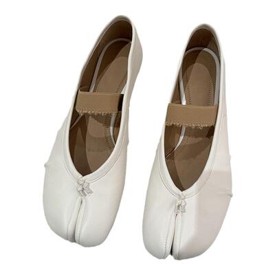 顶版绑带分趾鞋女 2025春新款猪蹄tabi褶皱芭蕾舞鞋浅口平底单鞋