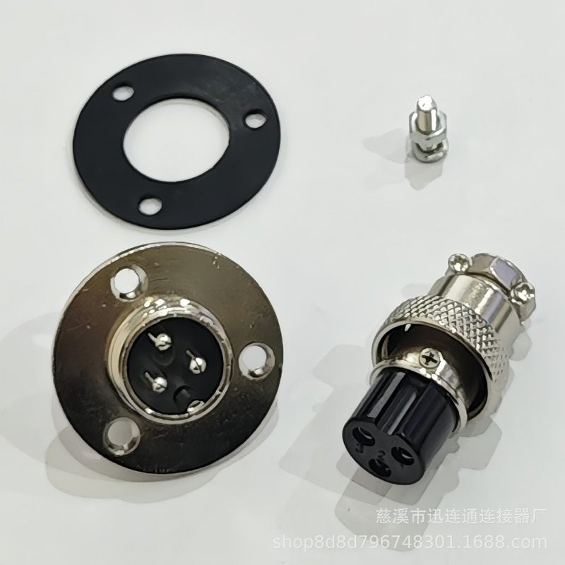 航空插头插座GX16圆法兰3眼16M2芯3芯4芯5芯6-7-8-9-10公母连接器