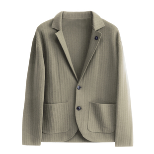 【意式卓越绅士】可机洗羊毛加厚织法 西装领针织开衫外套 DAZ763