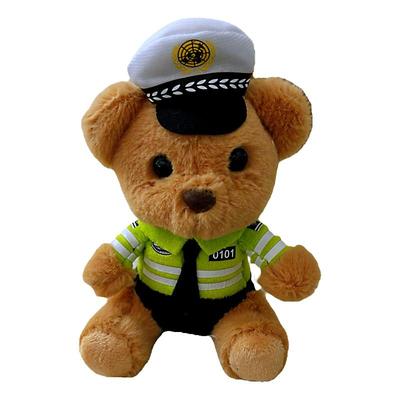 【防丢款】交警小熊摩托装饰可爱电动车自行车玩偶创意公仔挂件摆