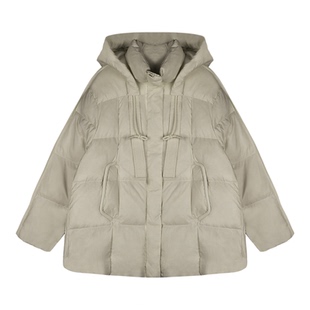 CHU楚妞90白鹅绒连帽抽绳短款羽绒服2025冬季新款女保暖百搭外套