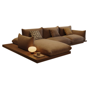 纳威宋式美学地台沙发大户型客厅双面背靠背科技布艺家具2025新款