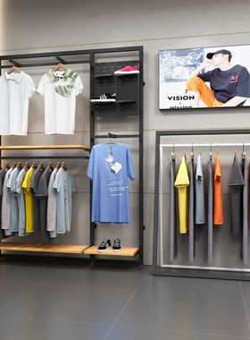 服装店运动展示架落地式男装货架商场高档休闲衣服架子上墙男装店