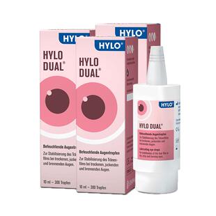【自营】海露HYLO DUAL滴眼液隐形眼镜眼药水10ml*3 美瞳直接滴