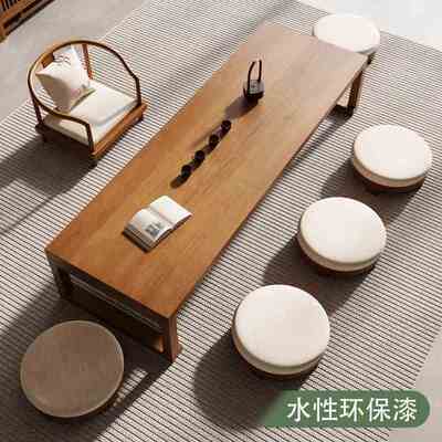 全实木榻榻米茶桌椅组合日式茶几桌侘寂风民宿茶台矮桌坐地泡茶桌