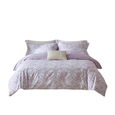 乐优家莫里斯高支长绒棉床品四件套纯棉全棉法式花卉印花高级感紫